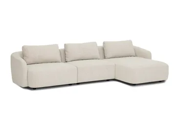 Milano avrundet 5-seters høyrevendt L-sofa med lav rygg i beige bouclé - Møbler - Sofaer - Sofaer med sjeselong