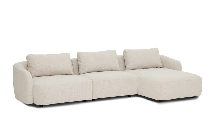 Milano avrundet 5-seters høyrevendt L-sofa med lav rygg i beige bouclé - Møbler - Sofaer - Sofaer med sjeselong