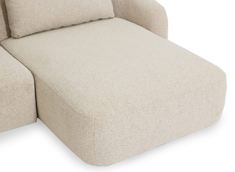 Milano avrundet 5-seters høyrevendt L-sofa med lav rygg i beige bouclé - Møbler - Sofaer - Sofaer med sjeselong