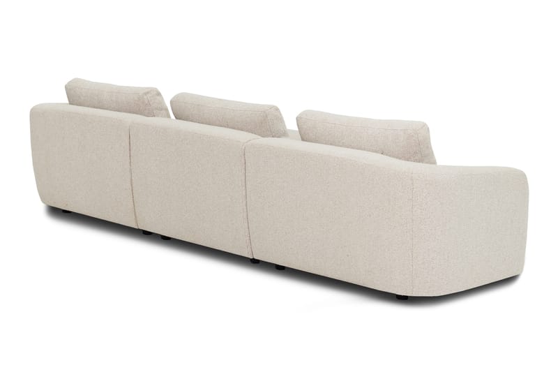 Milano avrundet 5-seters høyrevendt L-sofa med lav rygg i beige bouclé - Møbler - Sofaer - Sofaer med sjeselong