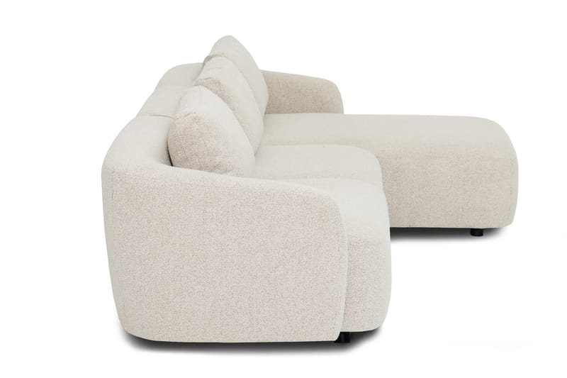 Milano avrundet 5-seters høyrevendt L-sofa med lav rygg i beige bouclé - Møbler - Sofaer - Sofaer med sjeselong