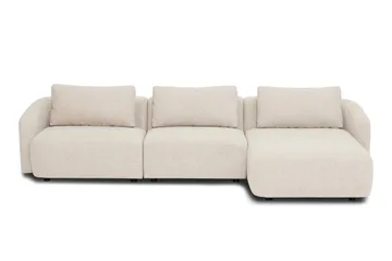 Milano avrundet 5-seters høyrevendt L-sofa med lav rygg i beige bouclé - Møbler - Sofaer - Sofaer med sjeselong