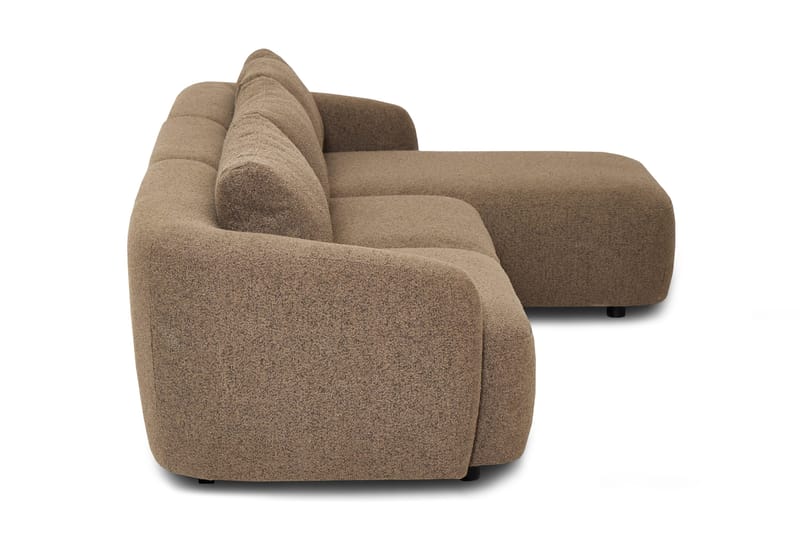 Milano avrundet 5-seters høyrevendt L-sofa med lav rygg i brun bouclé - Brun - Møbler - Sofaer - Sofaer med sjeselong