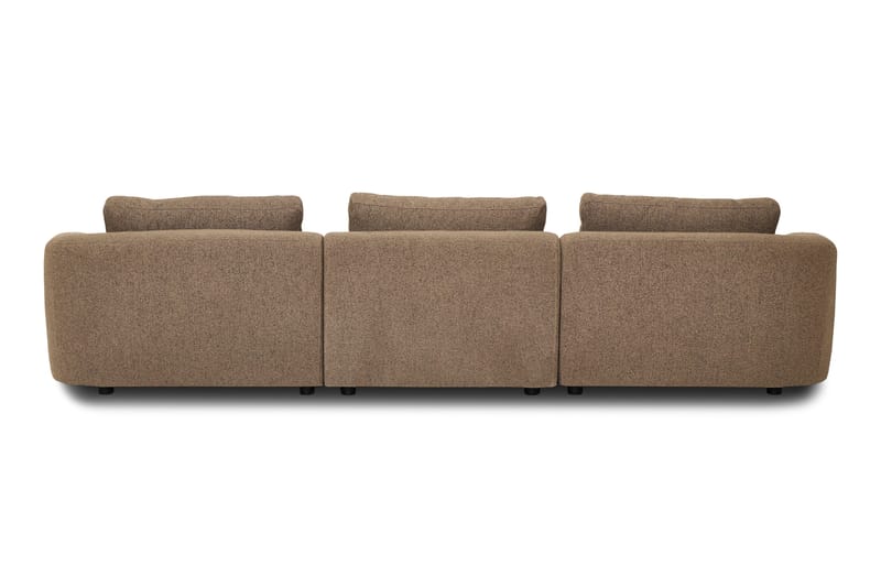 Milano avrundet 5-seters høyrevendt L-sofa med lav rygg i brun bouclé - Brun - Møbler - Sofaer - Sofaer med sjeselong
