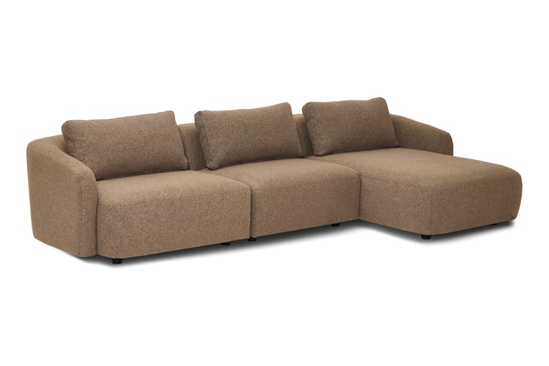 Milano avrundet 5-seters høyrevendt L-sofa med lav rygg i brun bouclé - Brun - Møbler - Sofaer - Sofaer med sjeselong