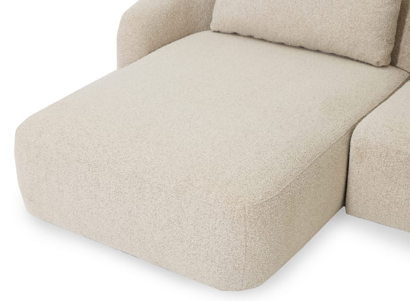 Milano avrundet 5-seters venstrevendt L-sofa med lav rygg i beige bouclé - Møbler - Sofaer - Sofaer med sjeselong