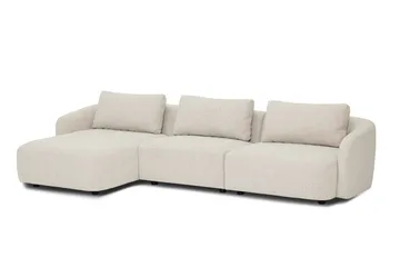 Milano avrundet 5-seters venstrevendt L-sofa med lav rygg i beige bouclé - Møbler - Sofaer - Sofaer med sjeselong