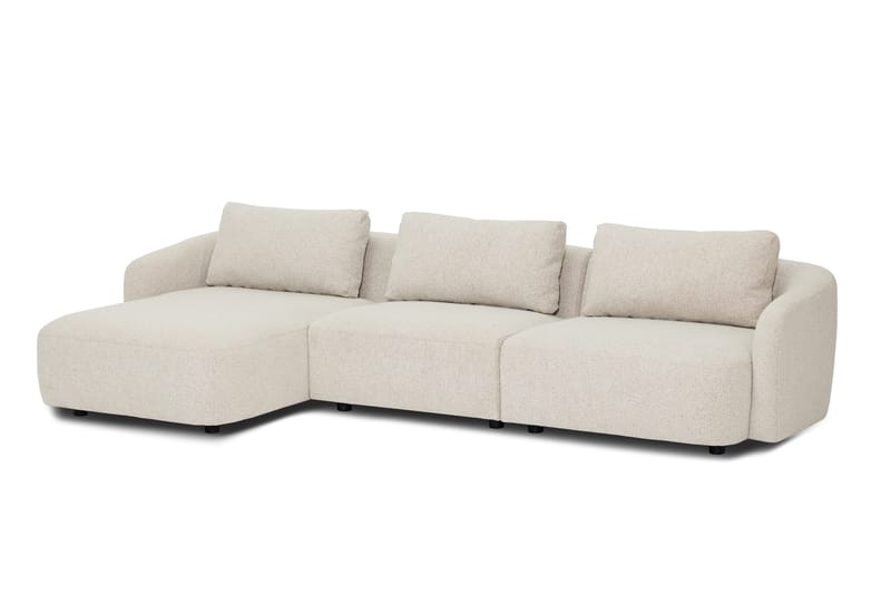 Milano avrundet 5-seters venstrevendt L-sofa med lav rygg i beige bouclé - Møbler - Sofaer - Sofaer med sjeselong