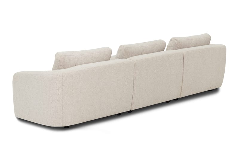 Milano avrundet 5-seters venstrevendt L-sofa med lav rygg i beige bouclé - Møbler - Sofaer - Sofaer med sjeselong