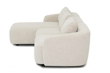 Milano avrundet 5-seters venstrevendt L-sofa med lav rygg i beige bouclé - Møbler - Sofaer - Sofaer med sjeselong