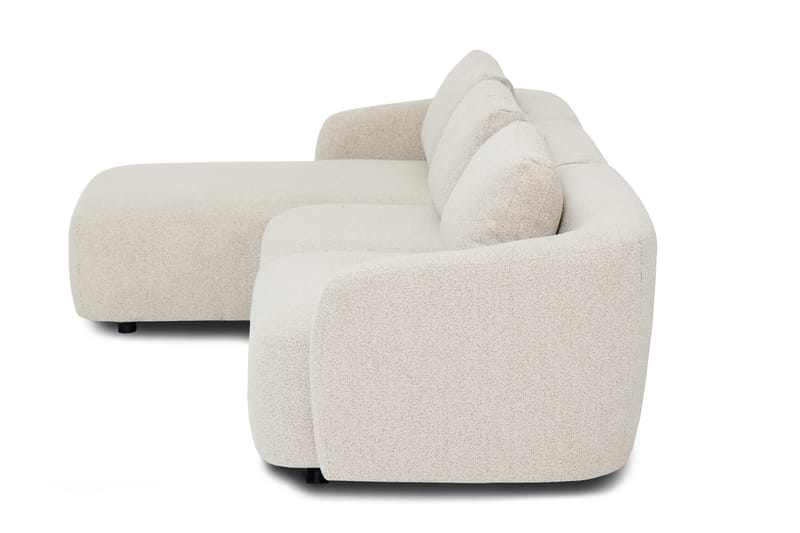 Milano avrundet 5-seters venstrevendt L-sofa med lav rygg i beige bouclé - Møbler - Sofaer - Sofaer med sjeselong
