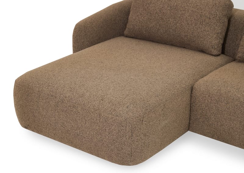 Milano avrundet 5-seters venstrevendt L-sofa med lav rygg i brun bouclé - Møbler - Sofaer - Sofaer med sjeselong