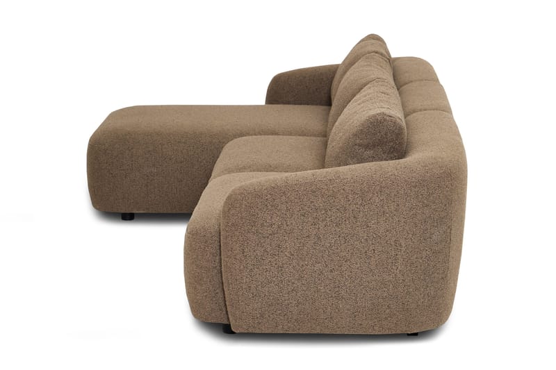 Milano avrundet 5-seters venstrevendt L-sofa med lav rygg i brun bouclé - Møbler - Sofaer - Sofaer med sjeselong