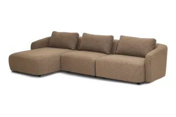 Milano avrundet 5-seters venstrevendt L-sofa med lav rygg i brun bouclé - Møbler - Sofaer - Sofaer med sjeselong