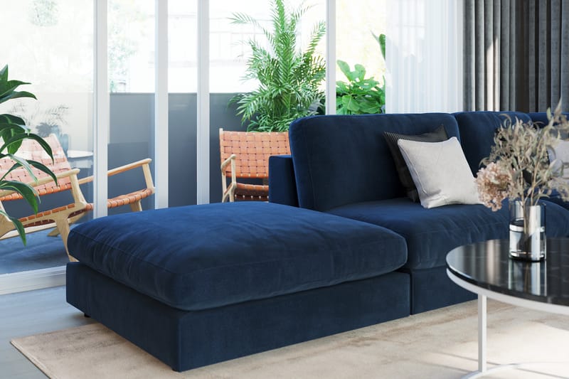 Arken 1-seters Divanmodul i Fløyel - Blå - Møbler - Sofaer - Modulsofaer - Øvrige moduler til modulsofa