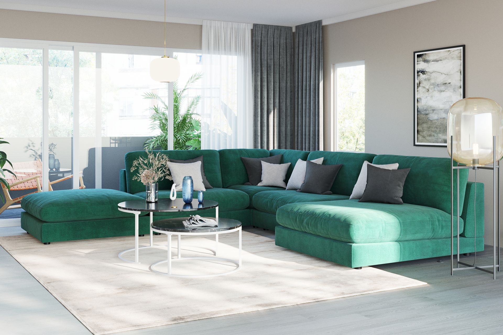 Arken 1-seters Divanmodul i Fløyel - Grønn - Møbler - Sofaer - Modulsofaer - Øvrige moduler til modulsofa