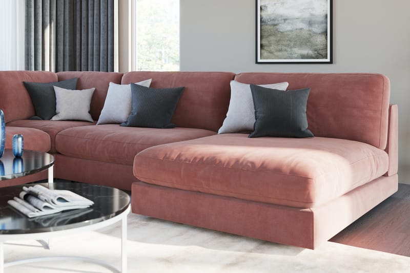 Arken 1-seters Divanmodul i Fløyel - Rosa - Møbler - Sofaer - Modulsofaer - Øvrige moduler til modulsofa