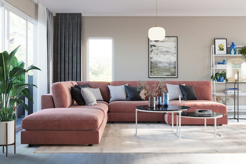Arken 1-seters Divanmodul i Fløyel - Rosa - Møbler - Sofaer - Modulsofaer - Øvrige moduler til modulsofa