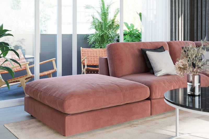 Arken 1-seters Divanmodul i Fløyel - Rosa - Møbler - Sofaer - Modulsofaer - Øvrige moduler til modulsofa