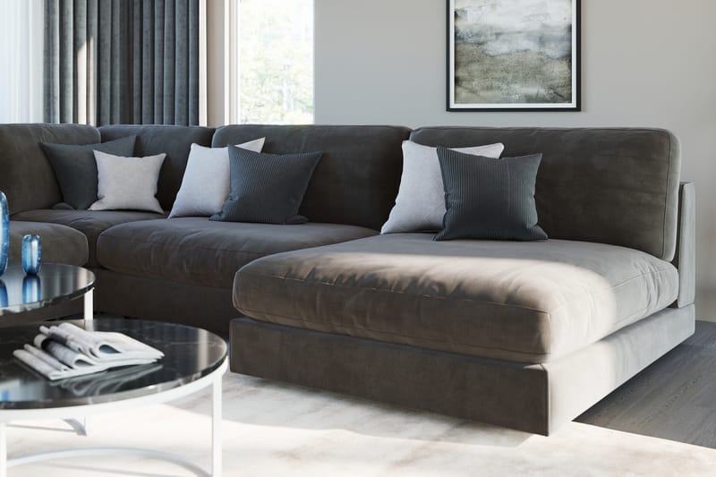Arken 2-seters Divanmodul i Fløyel - Mørk grå - Møbler - Sofaer - Modulsofaer - Øvrige moduler til modulsofa