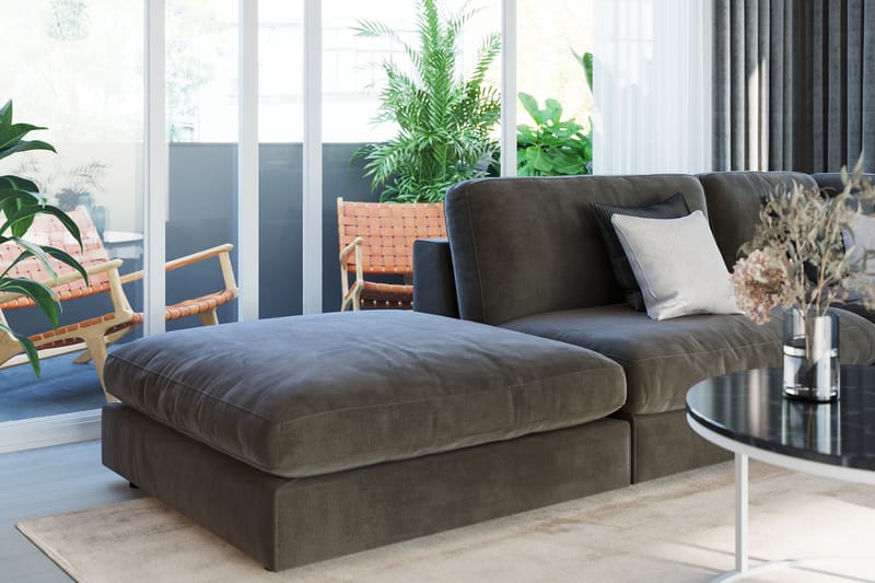 Arken 2-seters Divanmodul i Fløyel - Mørk grå - Møbler - Sofaer - Modulsofaer - Øvrige moduler til modulsofa