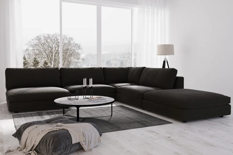 Arken 2-seters Divanmodul i Stoff - Svart - Møbler - Sofaer - Modulsofaer - Øvrige moduler til modulsofa