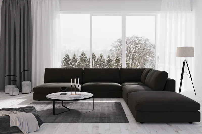 Arken 2-seters Divanmodul i Stoff - Svart - Møbler - Sofaer - Modulsofaer - Øvrige moduler til modulsofa