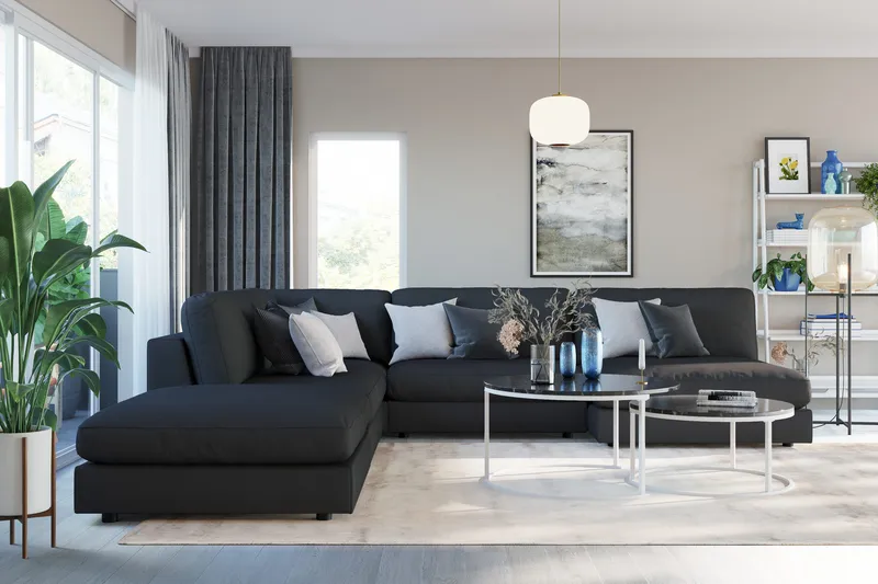 Arken 2-seters Divanmodul i Stoff - Svart - Møbler - Sofaer - Modulsofaer - Øvrige moduler til modulsofa