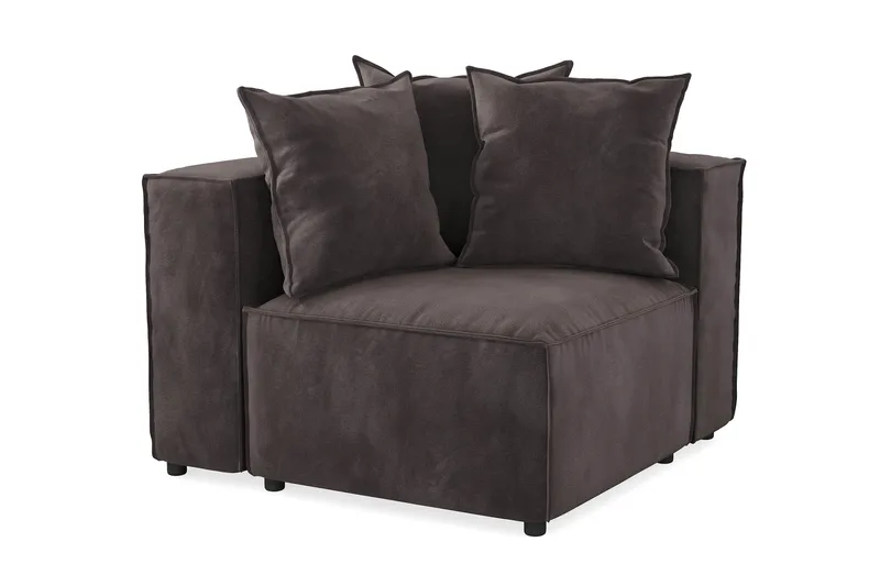 Cubo 1-seters Venstremodul i Fløyel 108 cm bred - Mørk grå - Møbler - Sofaer - Modulsofaer - Øvrige moduler til modulsofa