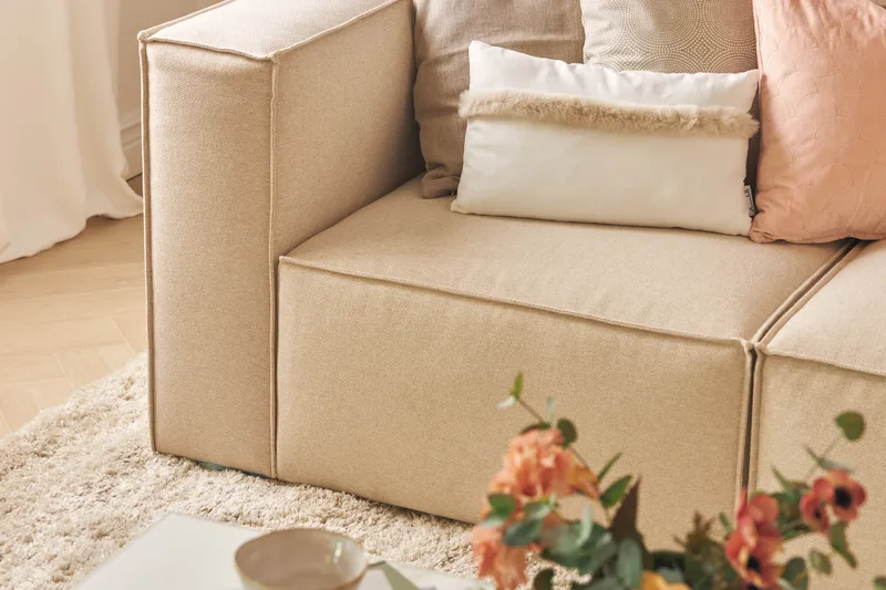 Cubo 1-seters Venstremodul i Stoff 108 cm bred - Beige - Møbler - Sofaer - Modulsofaer - Øvrige moduler til modulsofa