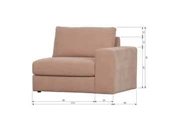 Kielstra Høyremodul - Rosa - Møbler - Sofaer - Modulsofaer - Øvrige moduler til modulsofa
