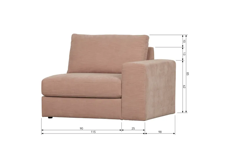 Kielstra Høyremodul - Rosa - Møbler - Sofaer - Modulsofaer - Øvrige moduler til modulsofa
