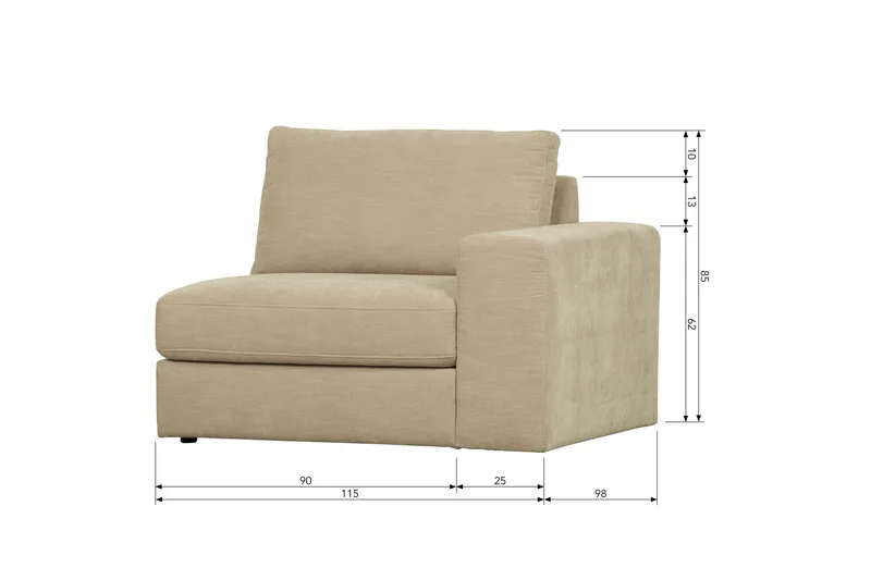 Kielstra Høyremodul - Sand - Møbler - Sofaer - Modulsofaer - Øvrige moduler til modulsofa