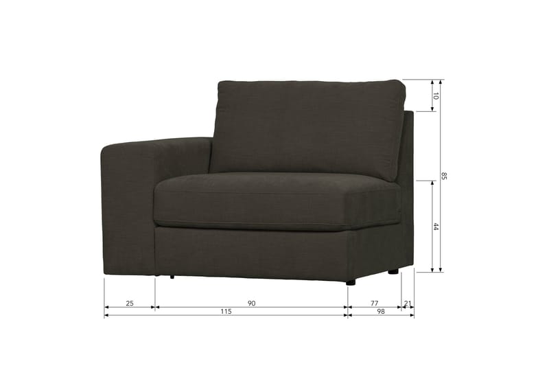 Kielstra Venstremodul - Antrasitt - Møbler - Sofaer - Modulsofaer - Øvrige moduler til modulsofa