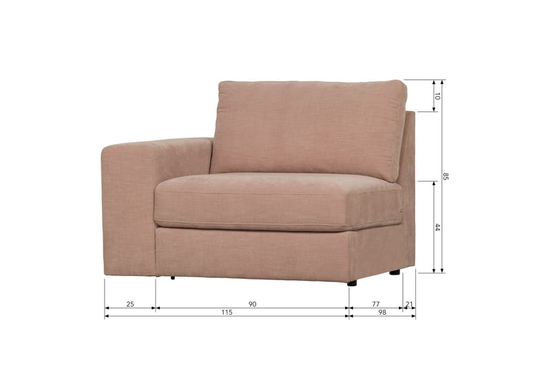 Kielstra Venstremodul - Rosa - Møbler - Sofaer - Modulsofaer - Øvrige moduler til modulsofa