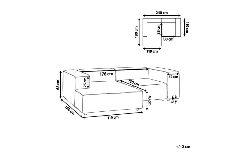 2-sits Hörnsoffa Beliani Aprica Högervänd Left-faced - Møbler - Sofaer - Modulsofaer - Komplett modulsofa