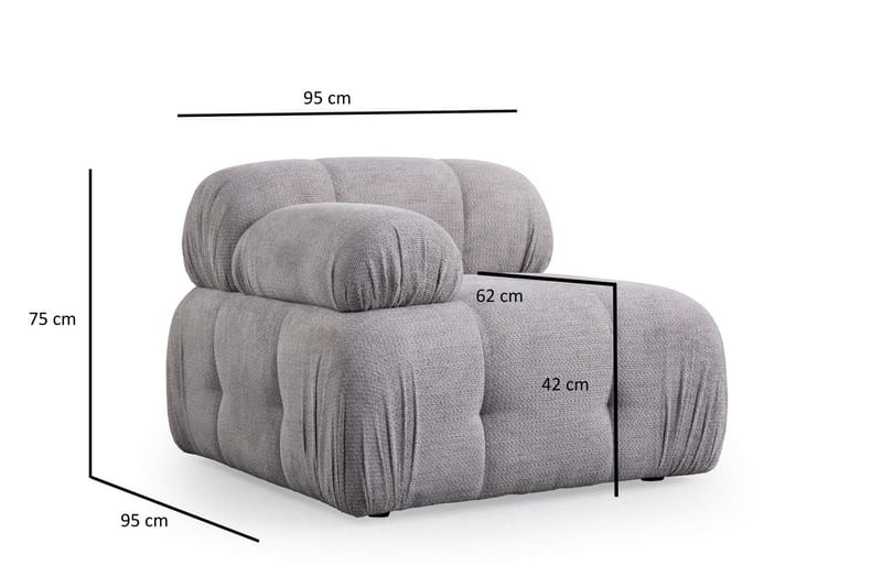 Belgin Høyremodul 95 cm - Lys grå - Møbler - Sofaer - Modulsofaer - Øvrige moduler til modulsofa
