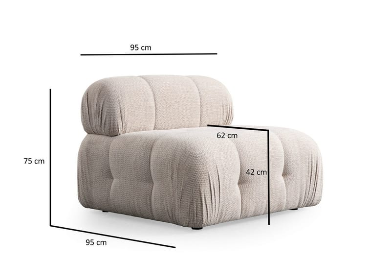 Belgin Midtmodul 95 cm - Krem - Møbler - Sofaer - Modulsofaer - Midtmodul