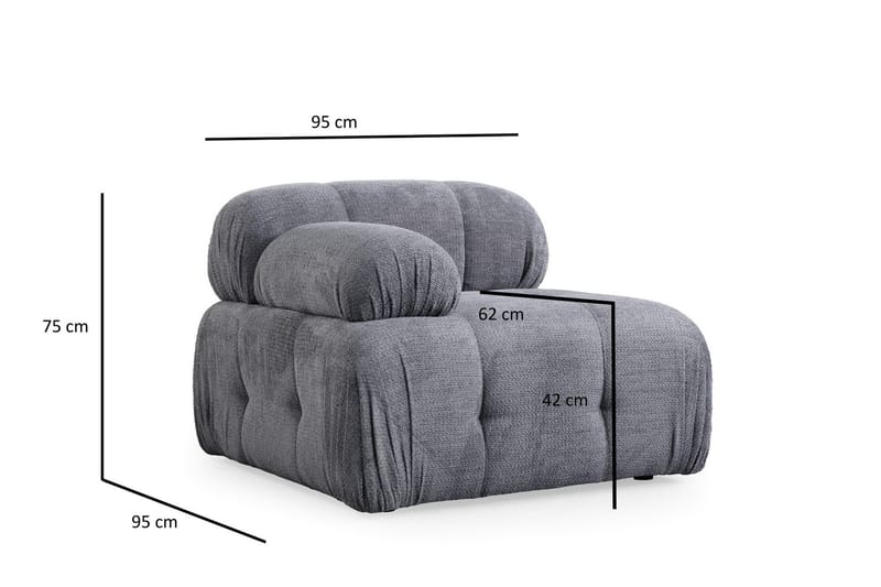 Belgin Venstremodul 95 cm - Grå - Møbler - Sofaer - Modulsofaer - Øvrige moduler til modulsofa