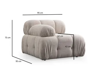 Belgin Venstremodul 95 cm - Krem - Møbler - Sofaer - Modulsofaer - Øvrige moduler til modulsofa