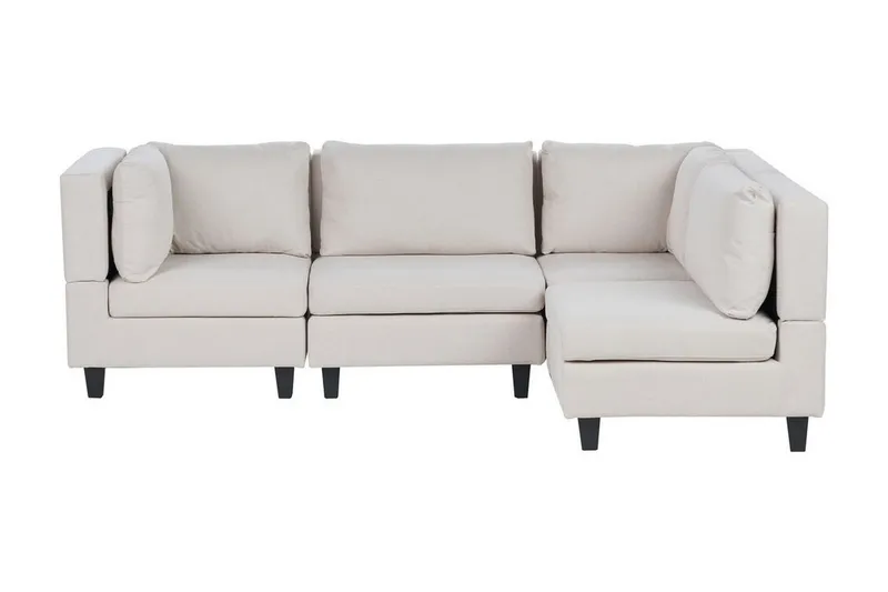 Buck 4-seter L-formet Modulsofa med Sjeselong og Hjørnesofa i Stoff, Beige|Svart