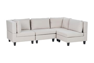 Buck 4-seter L-formet Modulsofa med Sjeselong og Hjørnesofa i Stoff - Beige|Svart - Møbler - Sofaer - Modulsofaer - Komplett modulsofa