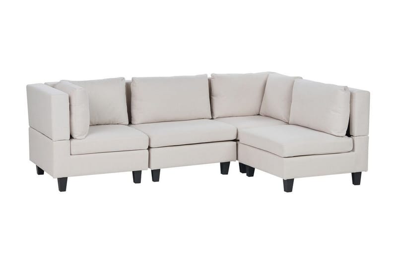 Buck 4-seter L-formet Modulsofa med Sjeselong og Hjørnesofa i Stoff - Beige|Svart - Møbler - Sofaer - Modulsofaer - Komplett modulsofa