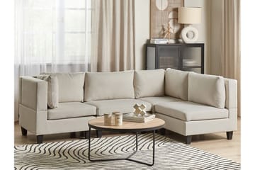 Buck 4-seter L-formet Modulsofa med Sjeselong og Hjørnesofa i Stoff - Beige|Svart - Møbler - Sofaer - Modulsofaer - Komplett modulsofa