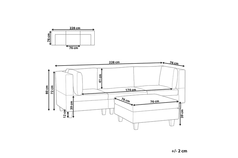 Buck Modulsofa 3-seter - Grå/Svart - Møbler - Sofaer - Modulsofaer - Komplett modulsofa
