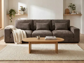 Dubai 3-seters sofa ekstra dyp i Chenille - Mørkebrun - Møbler - Sofaer - Modulsofaer - Komplett modulsofa