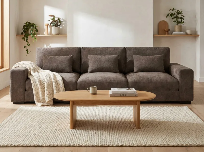 Dubai 3-seters sofa ekstra dyp i Chenille - Mørkebrun - Møbler - Sofaer - Modulsofaer - Komplett modulsofa