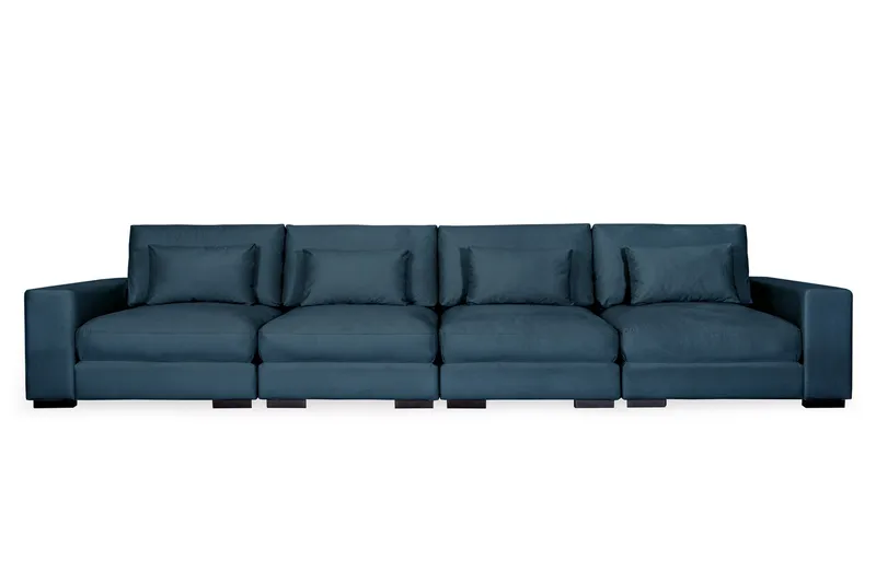 Dubai 4-seters sofa fløyel ekstra dyp, Blå