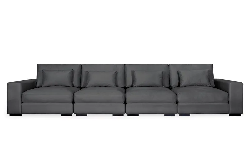 Dubai 4-seters sofa fløyel ekstra dyp, Mørkegrå