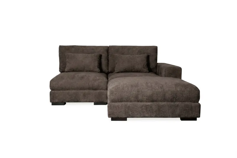 Dubai divansofa høyre ekstra dyp i Chenille, Mørkebrun